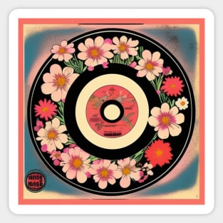 Vintage Floral Blooming Flowers Vinyl Record Aesthetic Sticker